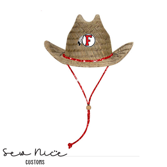 Cowboy Straw Hat with Rhinestone Cord (Local Pick Up)