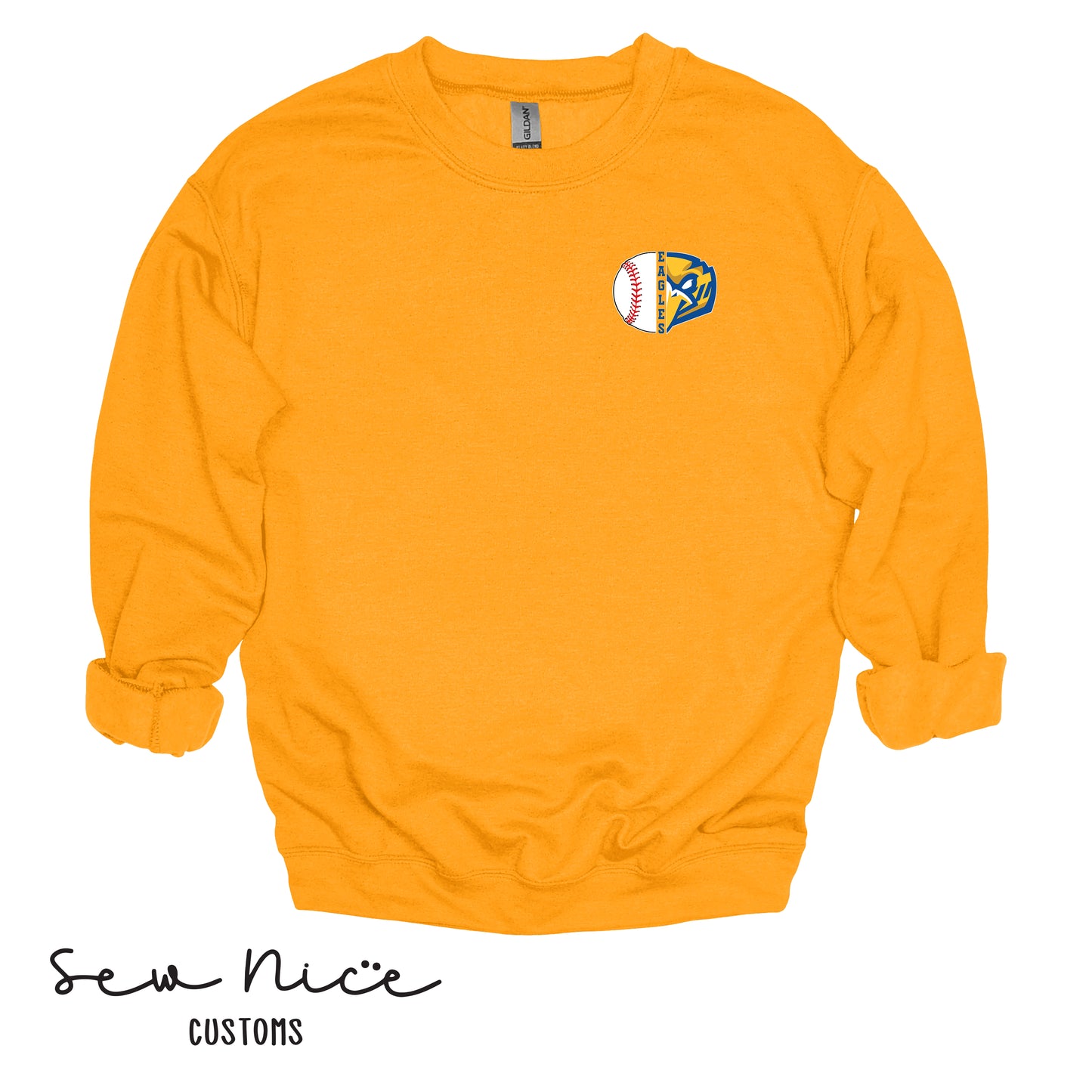 Split Baseball & Eagle Face- Unisex Adult/Youth Crewneck Sweatshirt