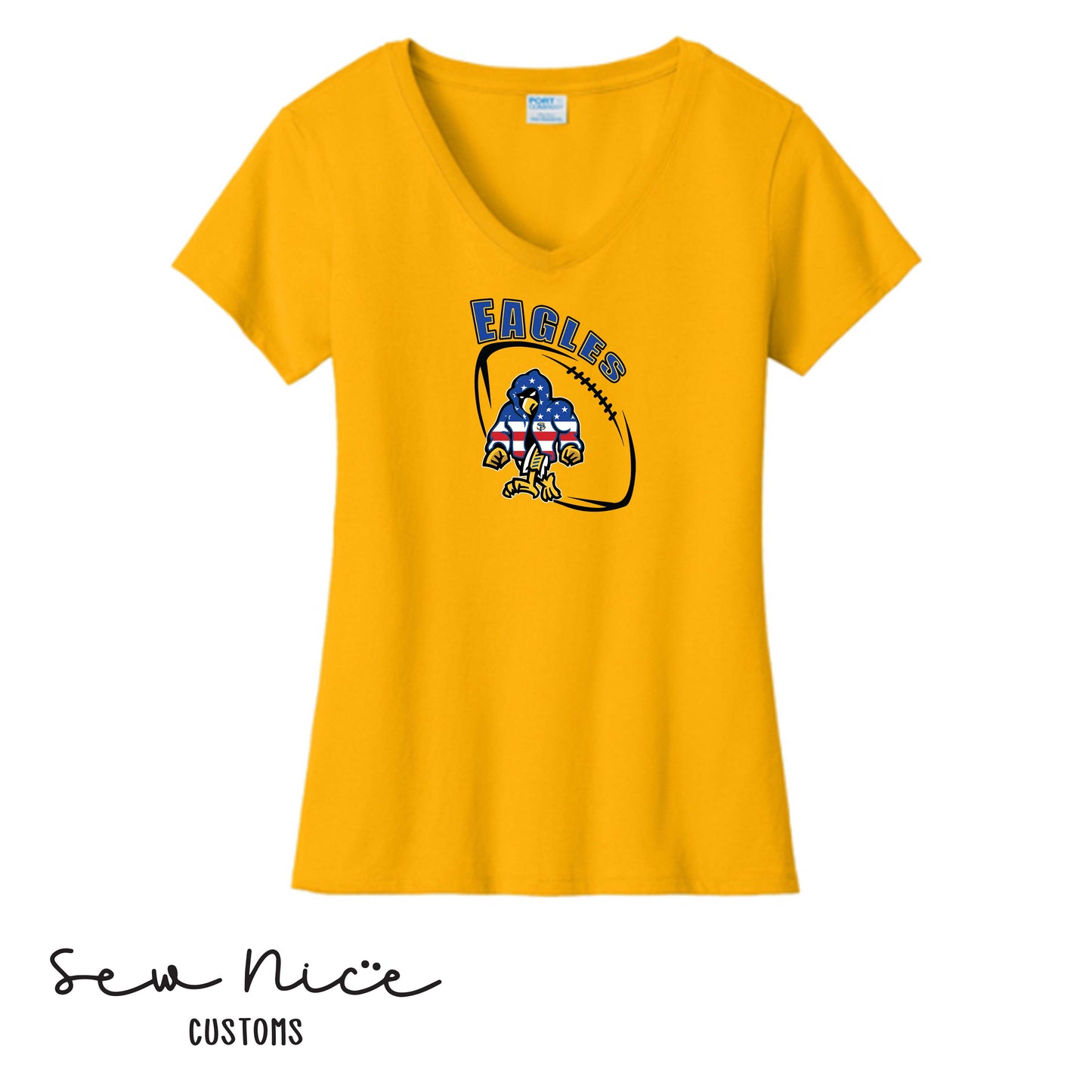 SP Eagles American Flag Robe- Ladies V-Neck Shirt