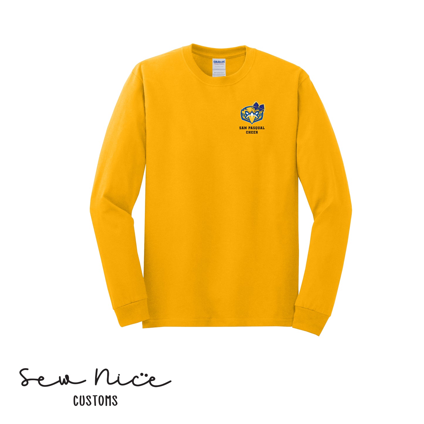 San Pasqual CHEER Glitter Bow- Unisex Adult/Youth Long Sleeve Shirt