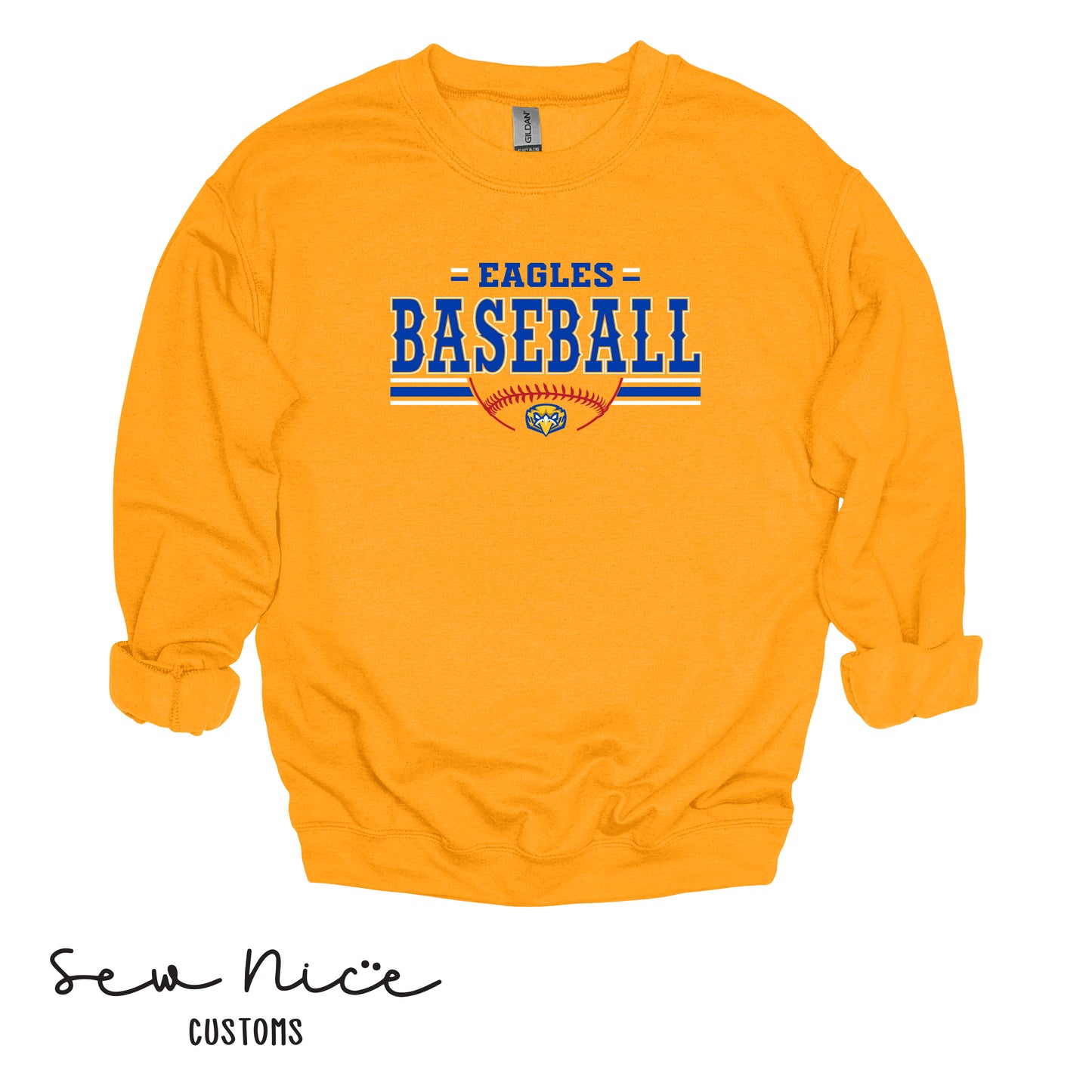 Eagles Baseball Stripes- Unisex Adult/Youth Crewneck Sweatshirt