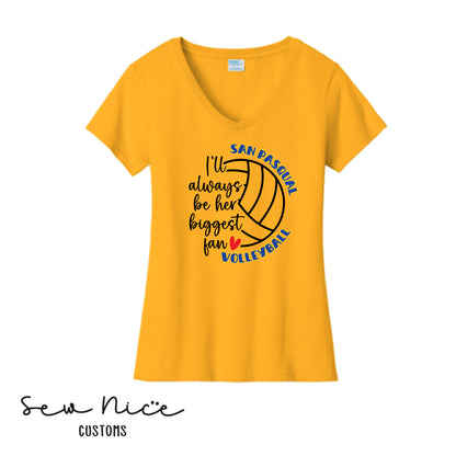 SP Volleyball Biggest Fan Ladies V-Neck Shirt