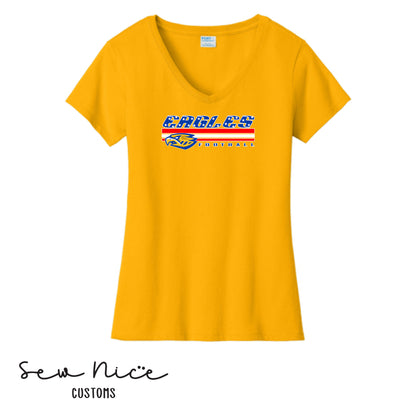 SP American Flag Eagles- Ladies V-Neck Shirt