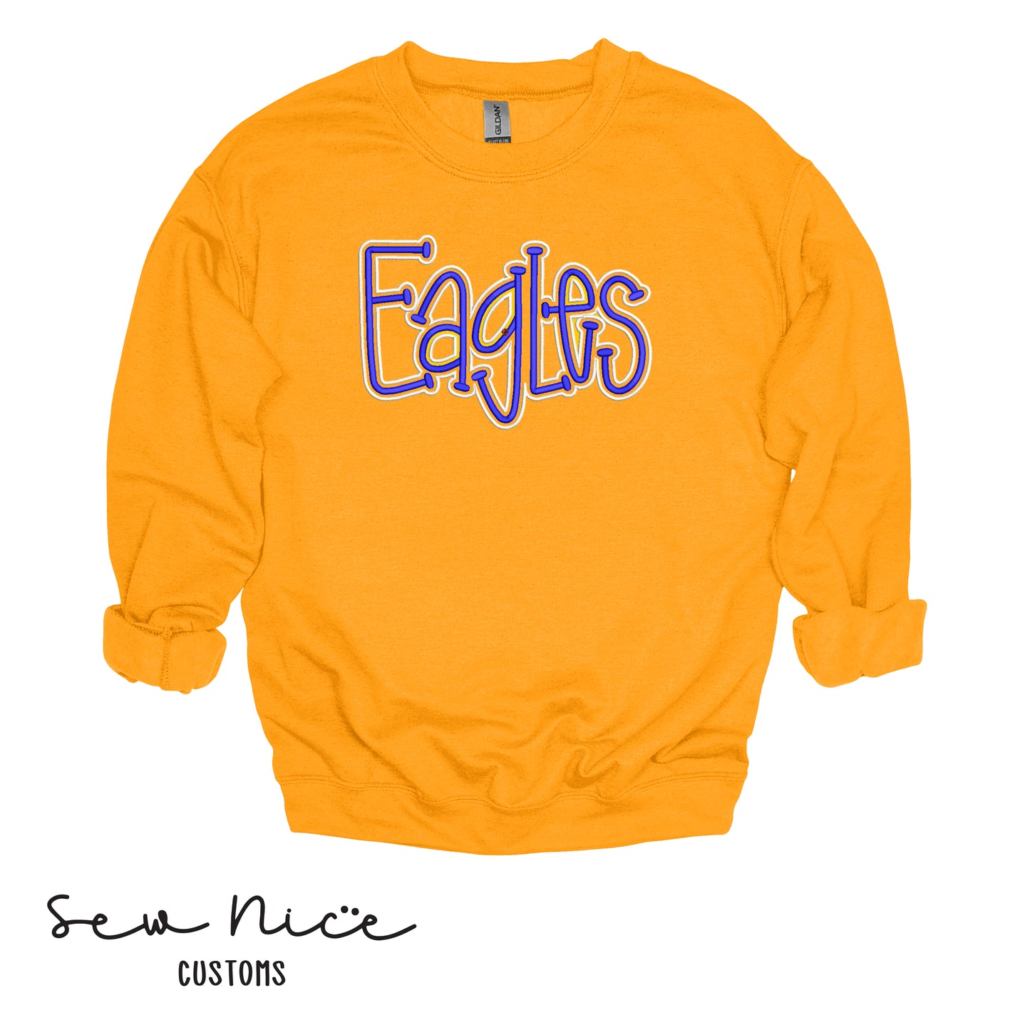 Embroidered "EAGLES" Puff Design - Unisex Adult/Youth Crewneck