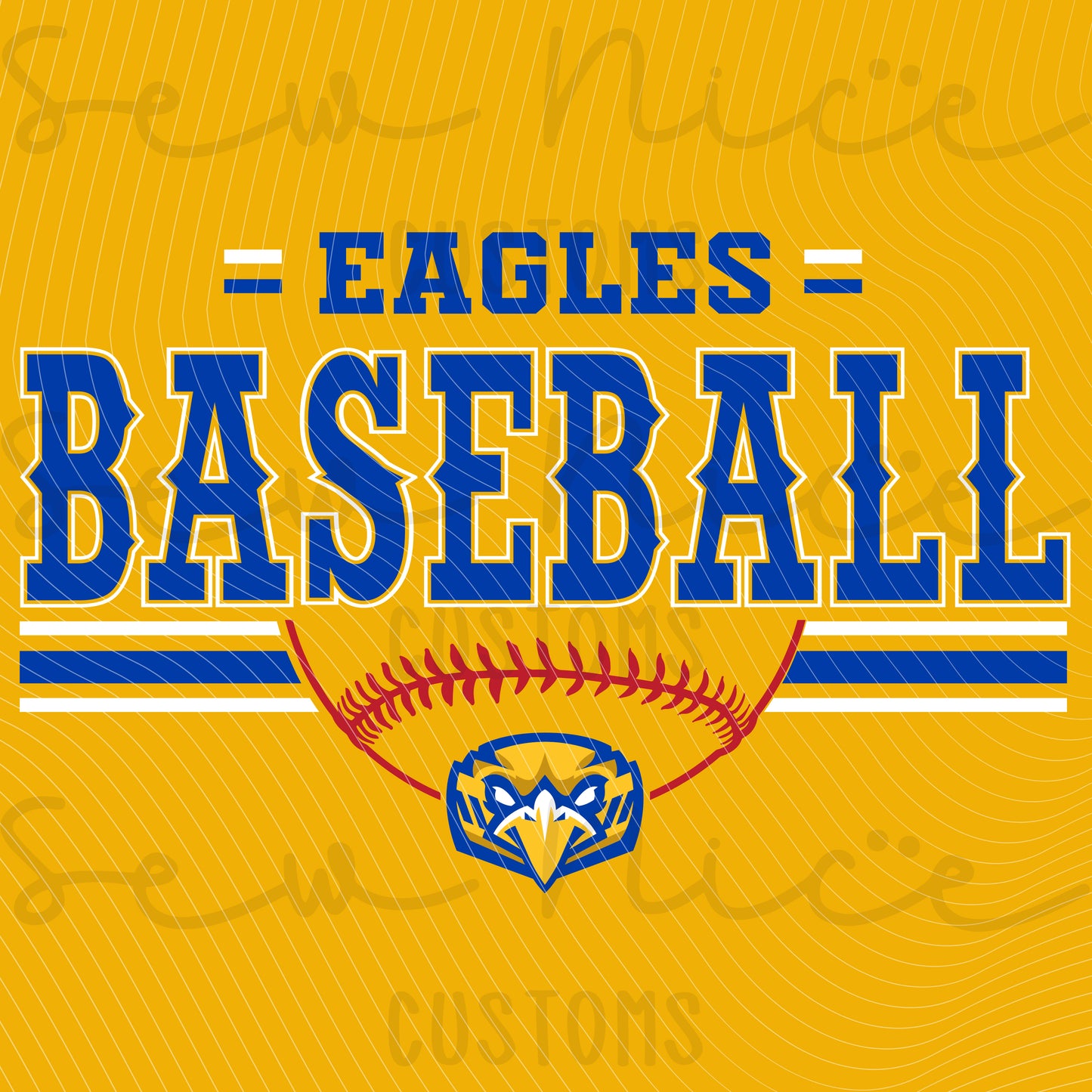 Eagles Baseball Stripes- Ladies V-Neck Shirt