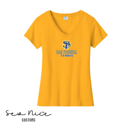 SP San Pasqual Tennis- Ladies V-Neck Shirt