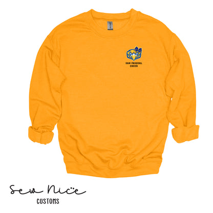 San Pasqual CHEER Glitter Bow- Unisex Adult/Youth Crewneck Sweatshirt