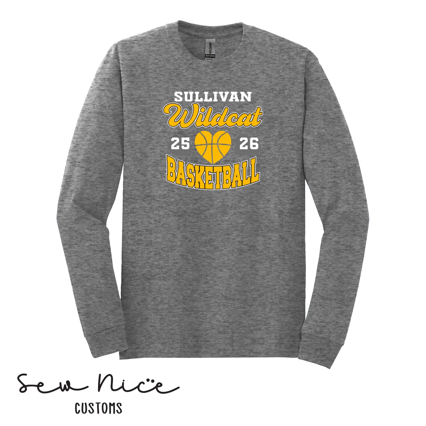 YOUTH Wildcat Heart Basketball Long Sleeve Shirt