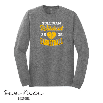 YOUTH Wildcat Heart Basketball Long Sleeve Shirt