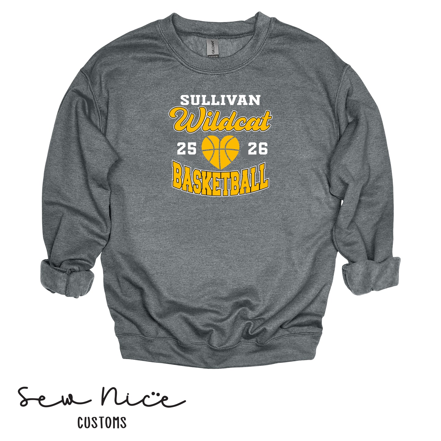Wildcat Heart Basketball Crewneck Sweatshirt