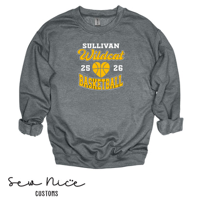 Wildcat Heart Basketball Crewneck Sweatshirt