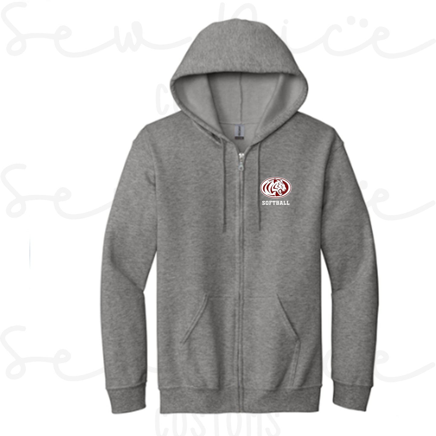 ECHS Embroidered Logo Softball- Unisex Adult/Youth Full Zip Hoodie