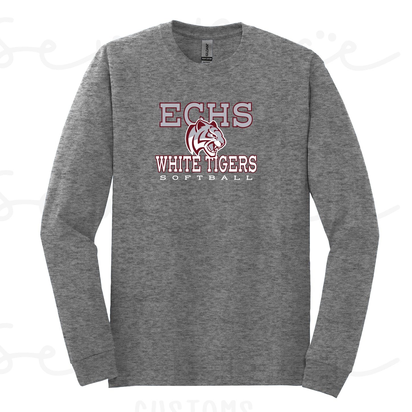 ECHS White Tiger Softball- Unisex Adult/Youth Long Sleeve Shirt