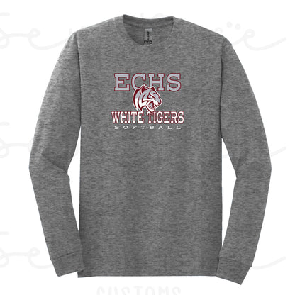 ECHS White Tiger Softball- Unisex Adult/Youth Long Sleeve Shirt