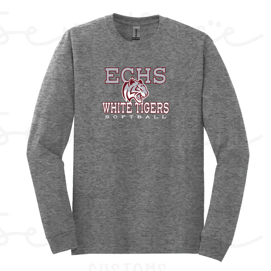 ECHS White Tiger Softball- Unisex Adult/Youth Long Sleeve Shirt