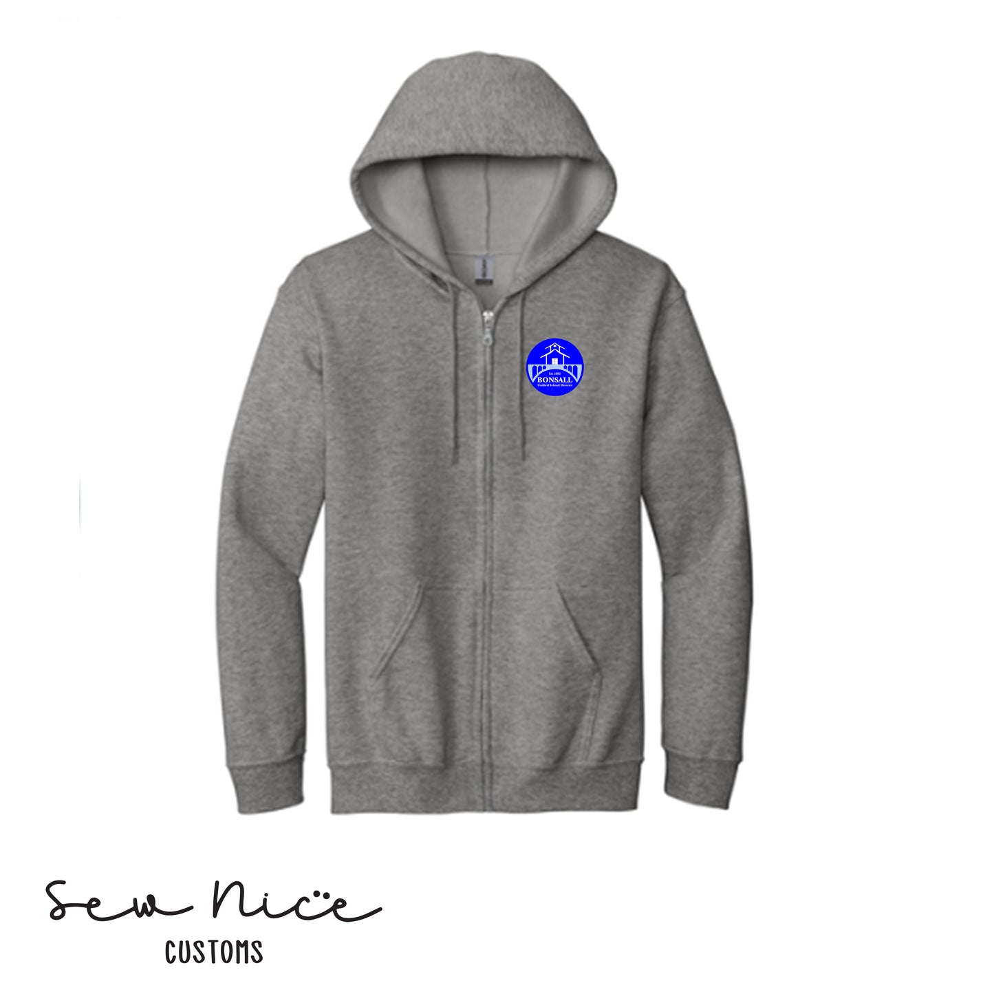 Embroidered Bonsall District Logo LADIES Adult Full Zip Hoodie