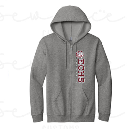 ECHS Softball- Unisex Adult/Youth Full Zip Hoodie