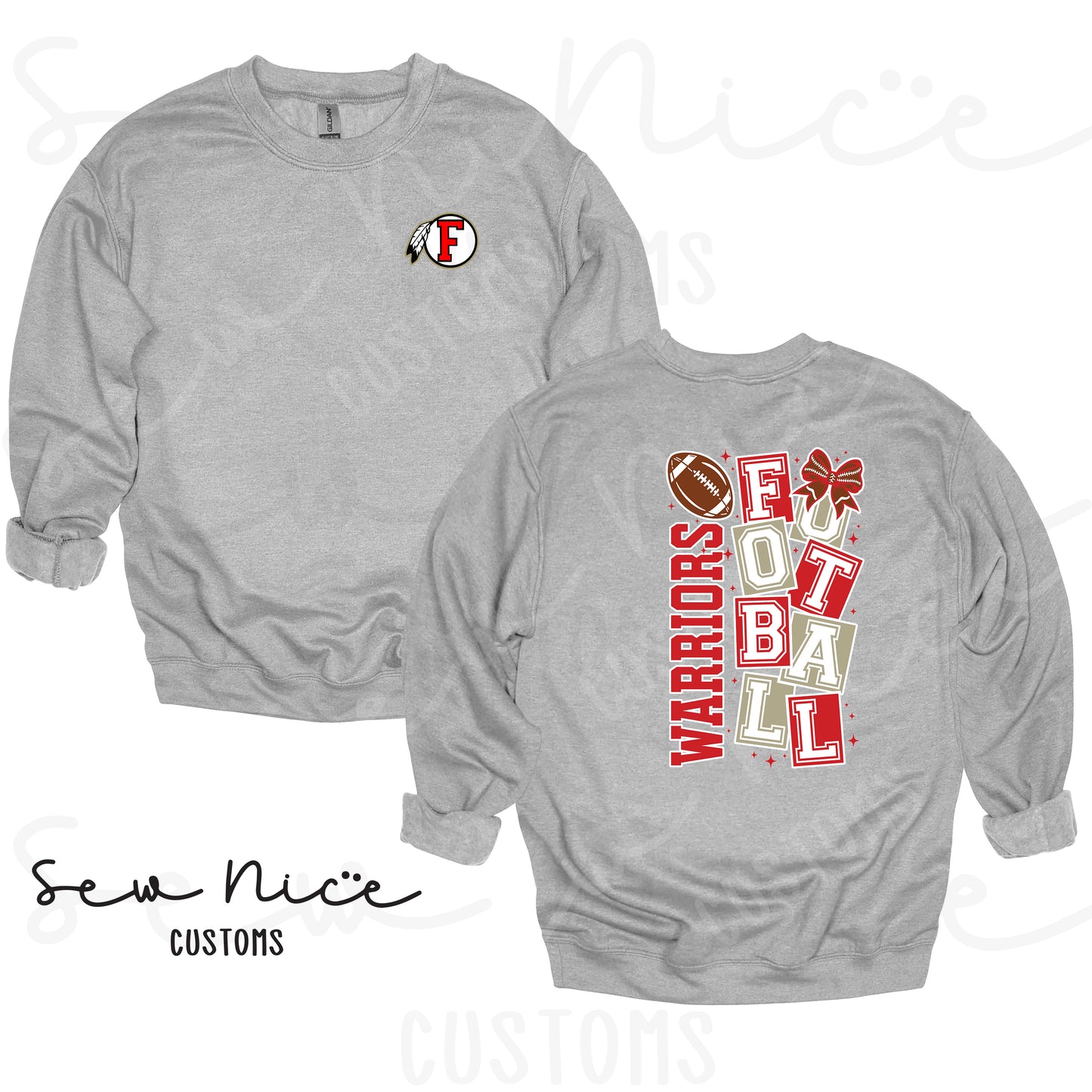 Warriors Football Block- Crewneck Sweatshirt