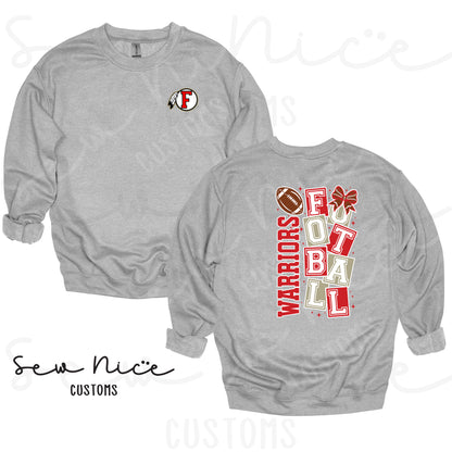 Warriors Football Block- Crewneck Sweatshirt