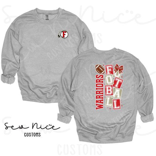 Warriors Football Block- Crewneck Sweatshirt