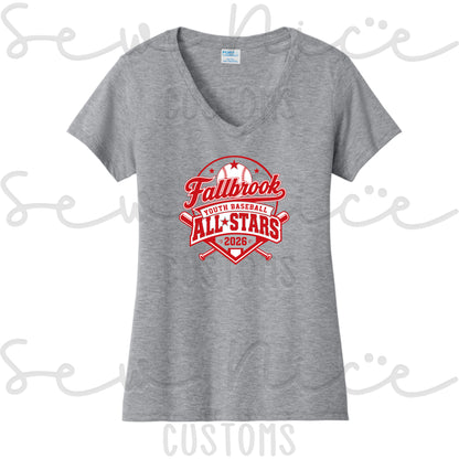 Fallbrook Youth Baseball-ALL STARS 2026- Ladies V-Neck Shirt