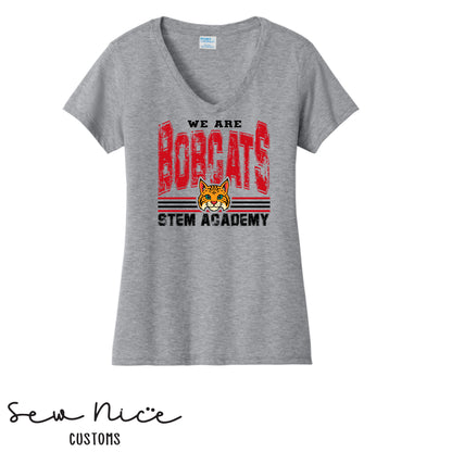 STEM-We Are Bobcats- Ladies V-Neck Shirt