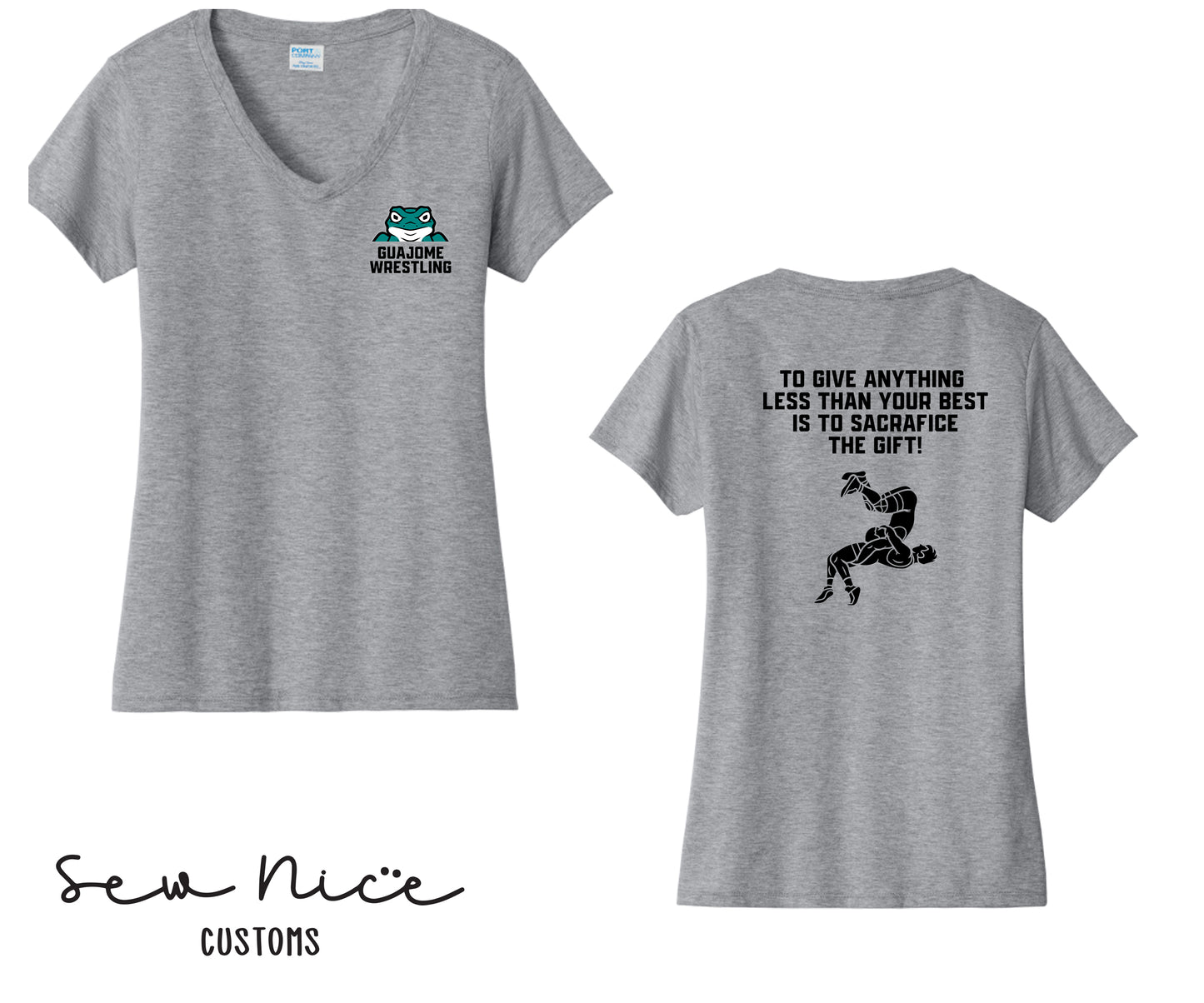 Guajome Wrestling Quote Design- Laides V-Neck Shirt