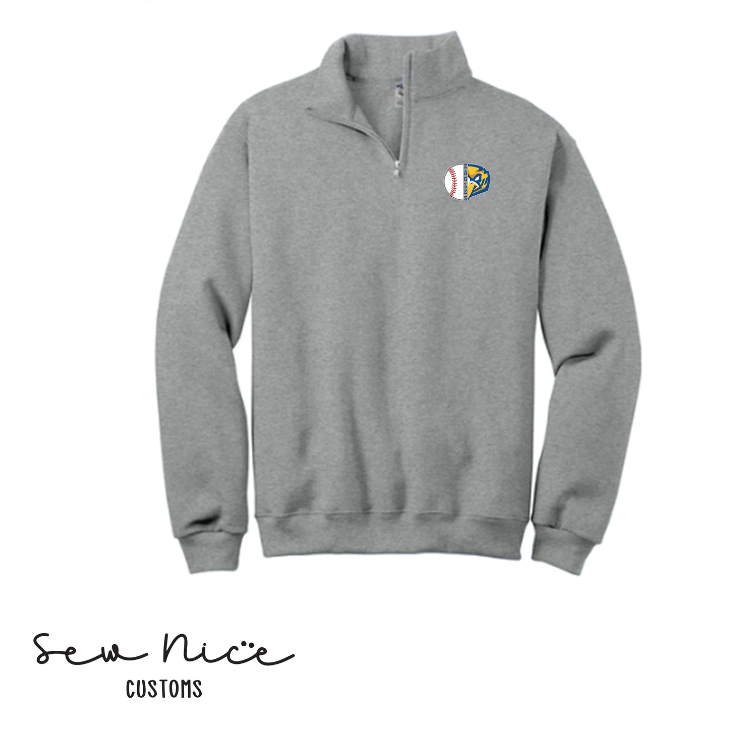 Split Baseball & Eagles Face- Unisex Adult/Youth 1/4 Zip