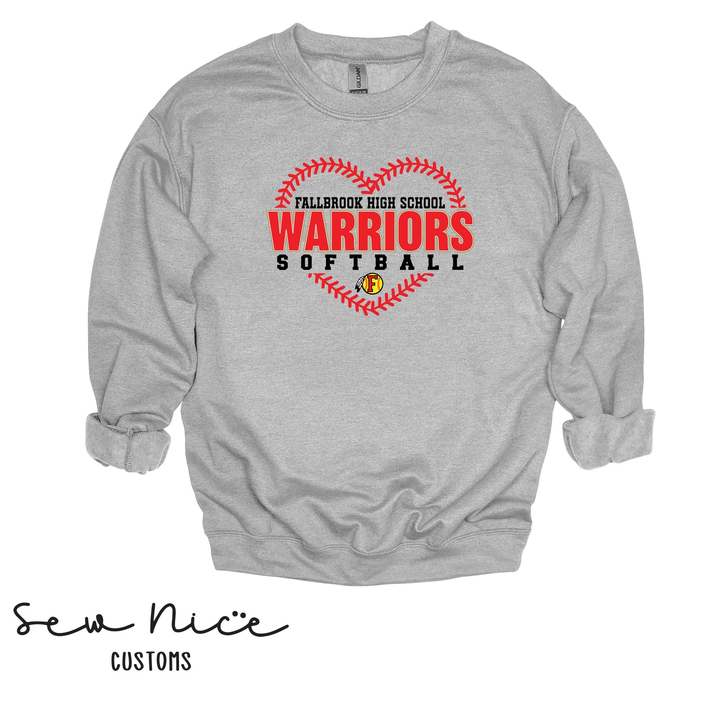 FHS Warriors Seam Heart- Unisex Adult/Youth Crewneck Sweatshirt