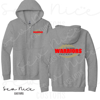 Distressed Fallbrook Warriors- Full Zip Hoodie