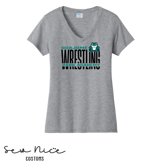 Guajome Tall WRESTLING Design- Ladies V-Neck Shirt