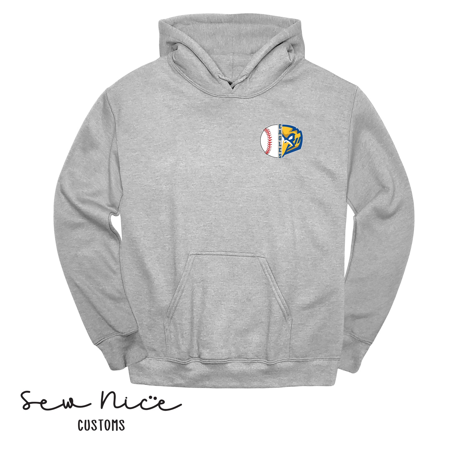 Split Baseball & Eagles Face- Unisex Adult/Youth Hoodie