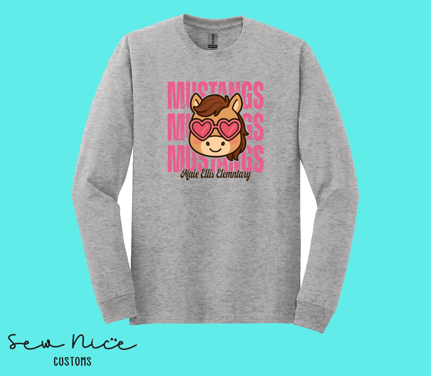 Mustangs Valetines- Unisex ADULT Long Sleeve Shirt