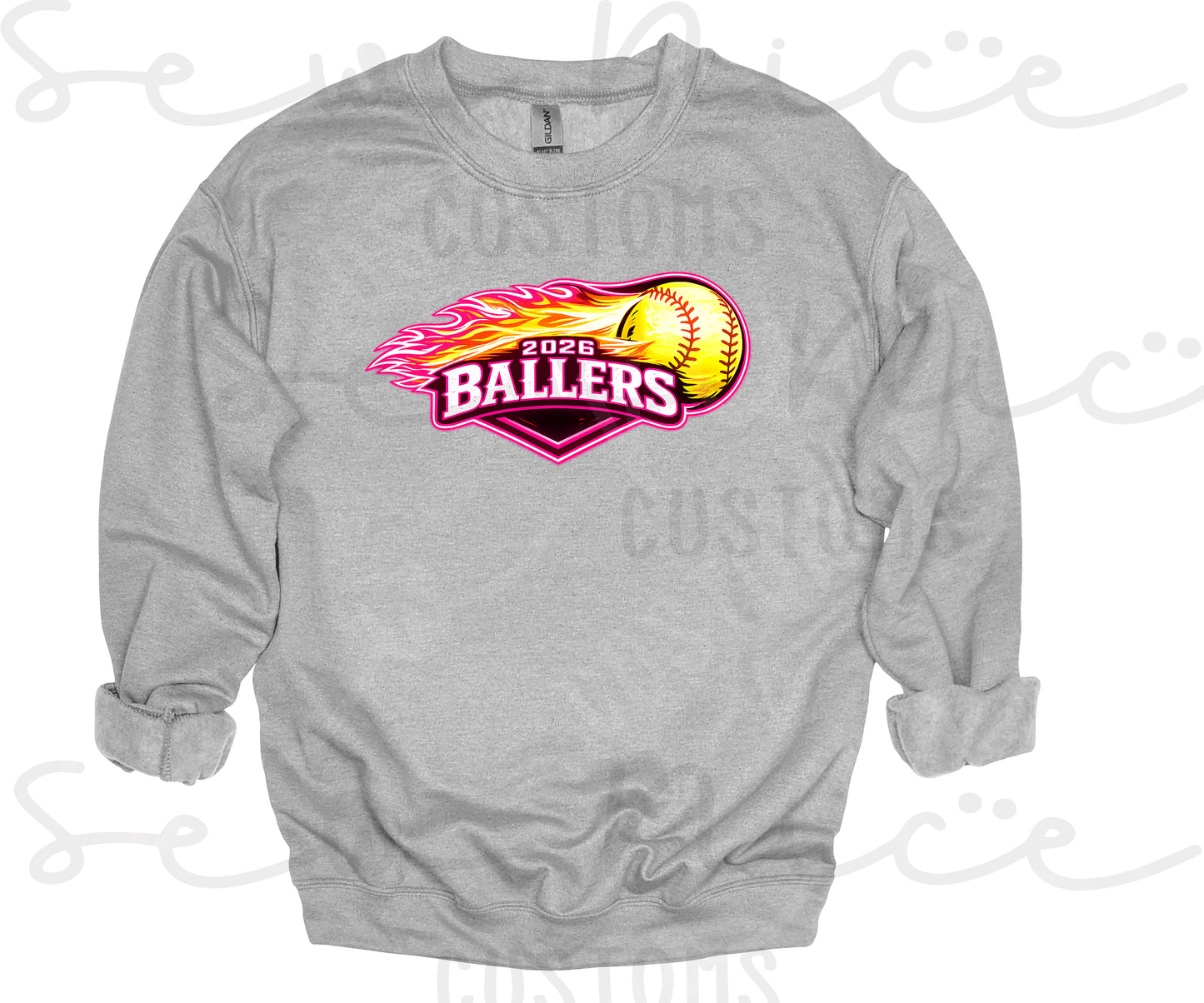 2026 Ballers (Flame) Softball- Unisex Crewneck Sweatshirt