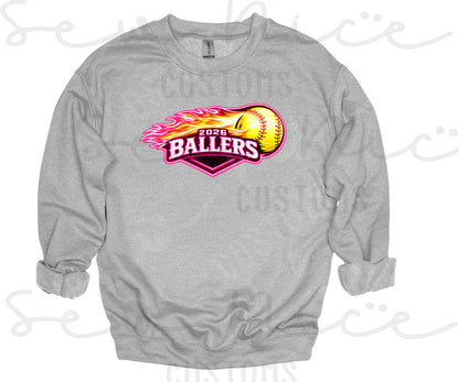 2026 Ballers (Flame) Softball- Unisex Crewneck Sweatshirt