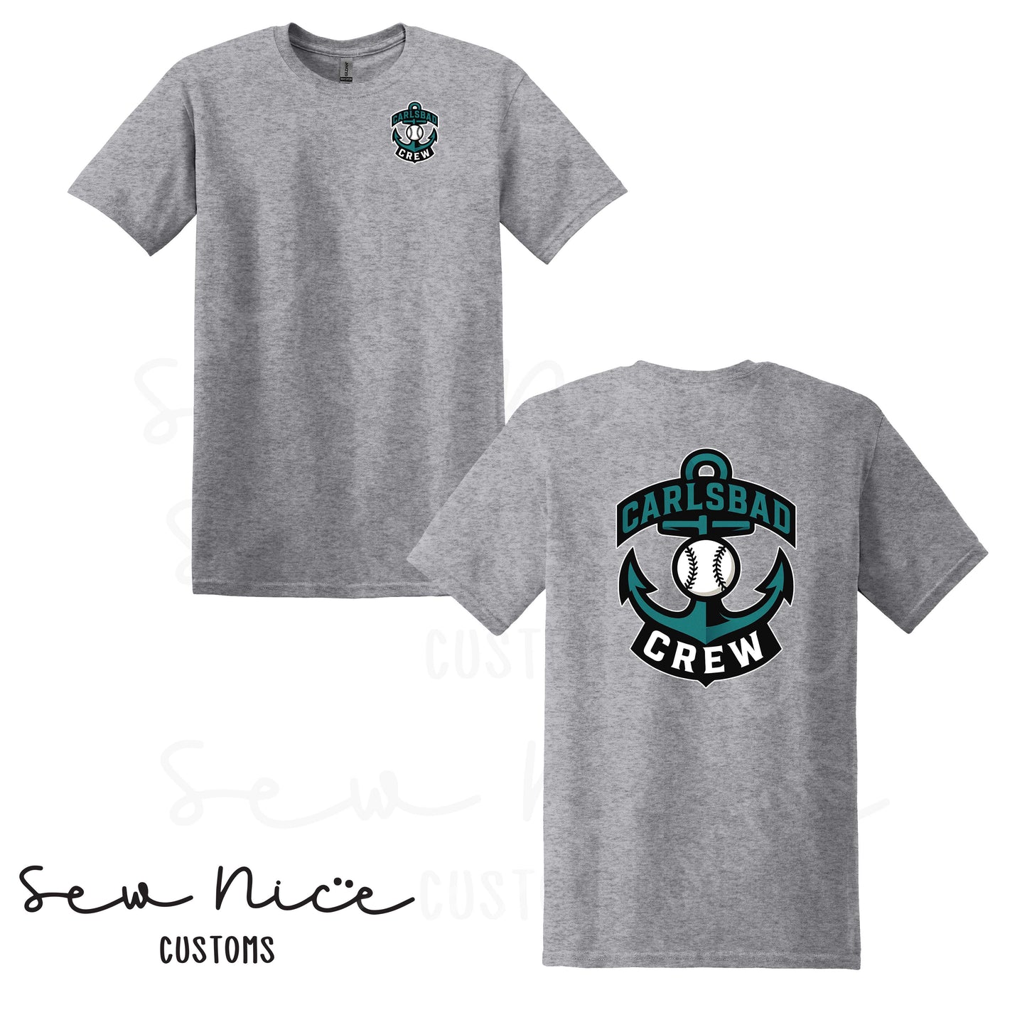 Carlsbad Crew Unisex T-Shirt - Left Chest & Back Design