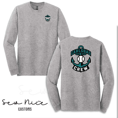 Carlsbad Crew Unisex Long Sleeve Shirt- Left Chest & Back Design