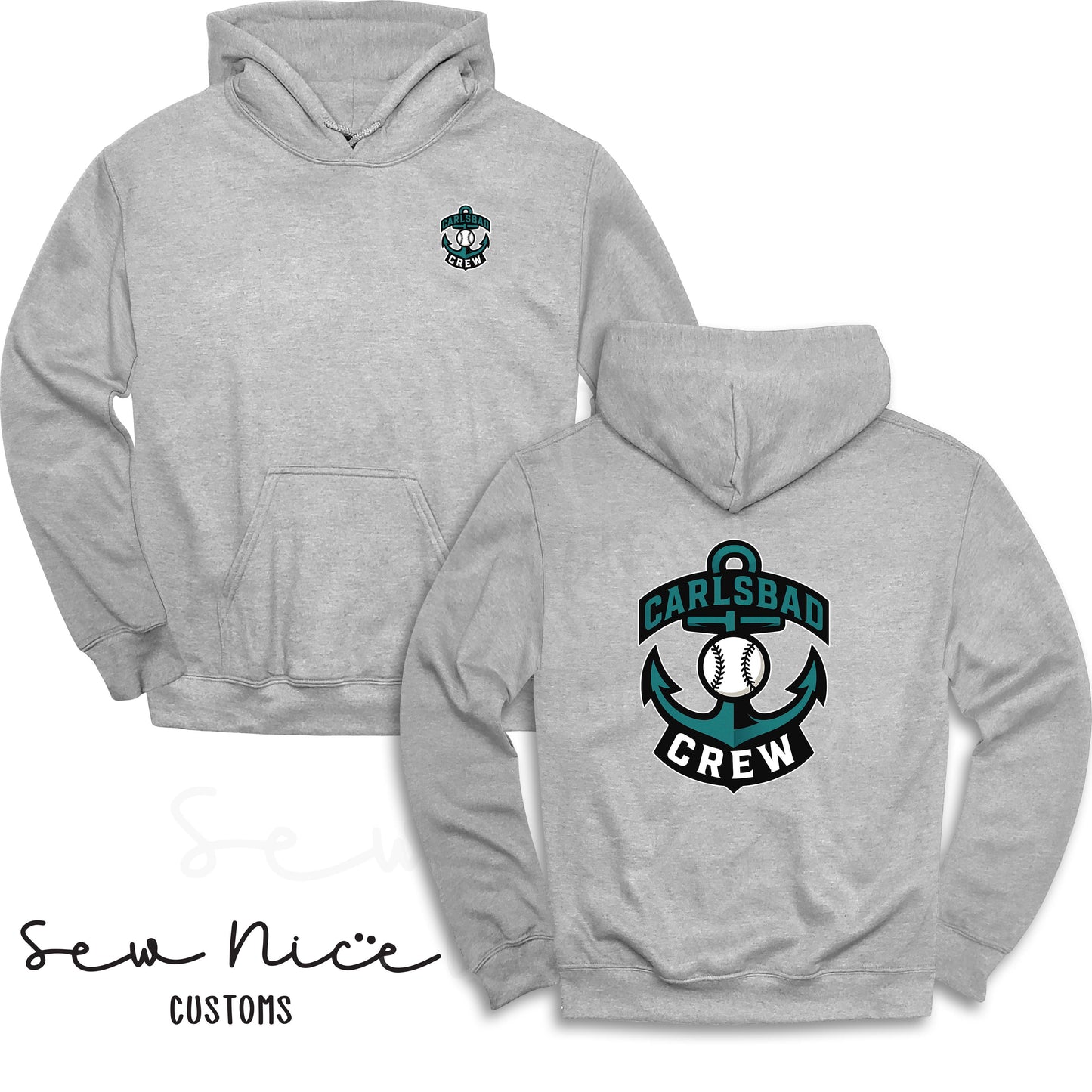 Carlsbad Crew Unisex Hoodie - Left Chest & Back Design