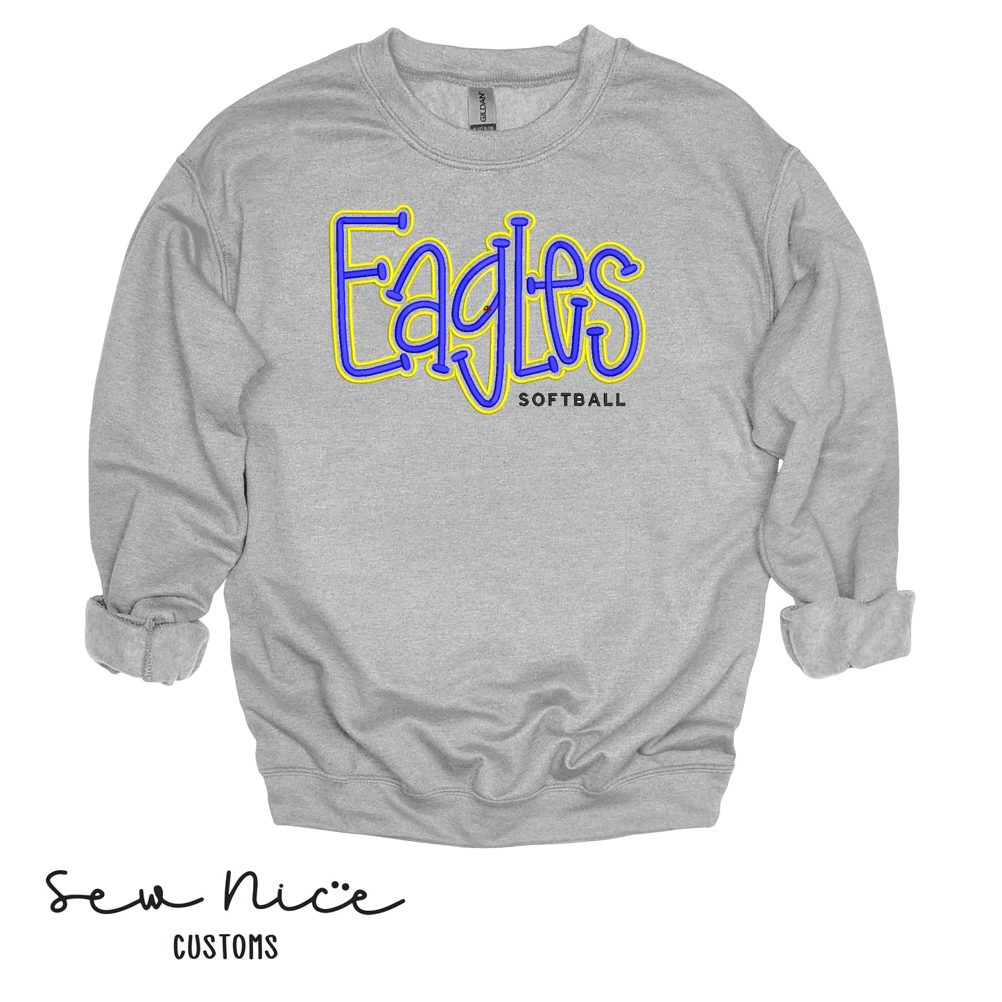 Embroidered "EAGLES" Puff Design - Unisex Adult/Youth Crewneck