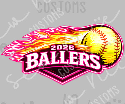 2026 Ballers (Flame) Softball- Unisex T-Shirt
