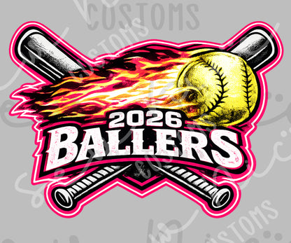 2026 Ballers (Bats) Softball- Unisex T-Shirt