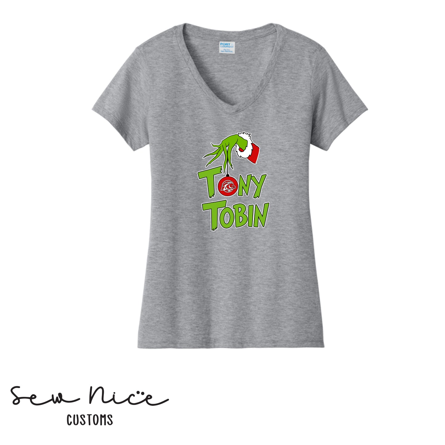 Tony Tobin Grinch- Ladies V-Neck Shirt