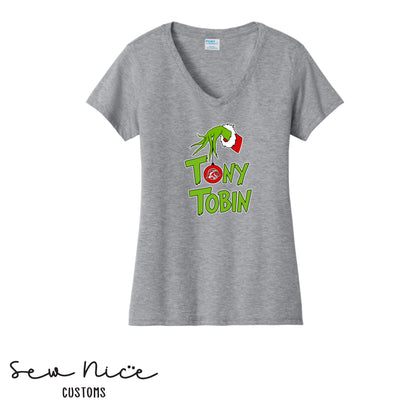 Tony Tobin Grinch- Ladies V-Neck Shirt