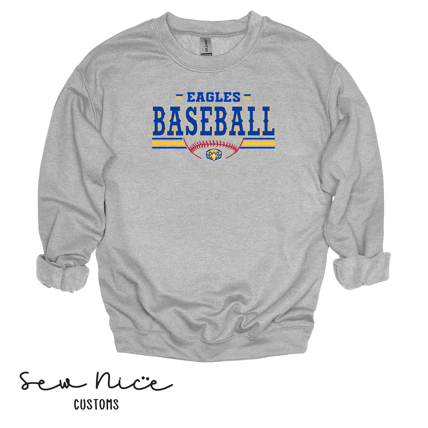 Eagles Baseball Stripes- Unisex Adult/Youth Crewneck Sweatshirt