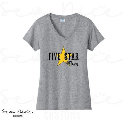 Five Star Mom/Custom- Ladies V-Neck Shirt