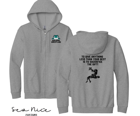 Guajome Wrestling Quote Design- Unisex Adult/Youth Full Zip Hoodie