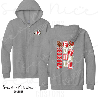 Warriors Football Block- Full Zip Hoodie