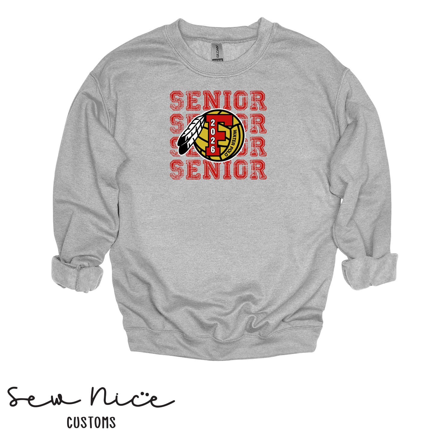FHS Water Polo Stacked SENIOR 2026- Unisex Adult/Youth Crewneck Sweatshirt