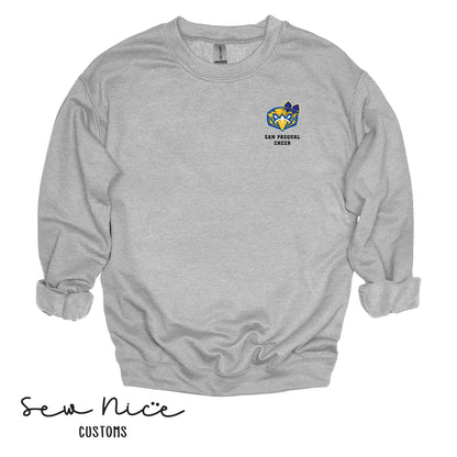 San Pasqual CHEER Glitter Bow- Unisex Adult/Youth Crewneck Sweatshirt