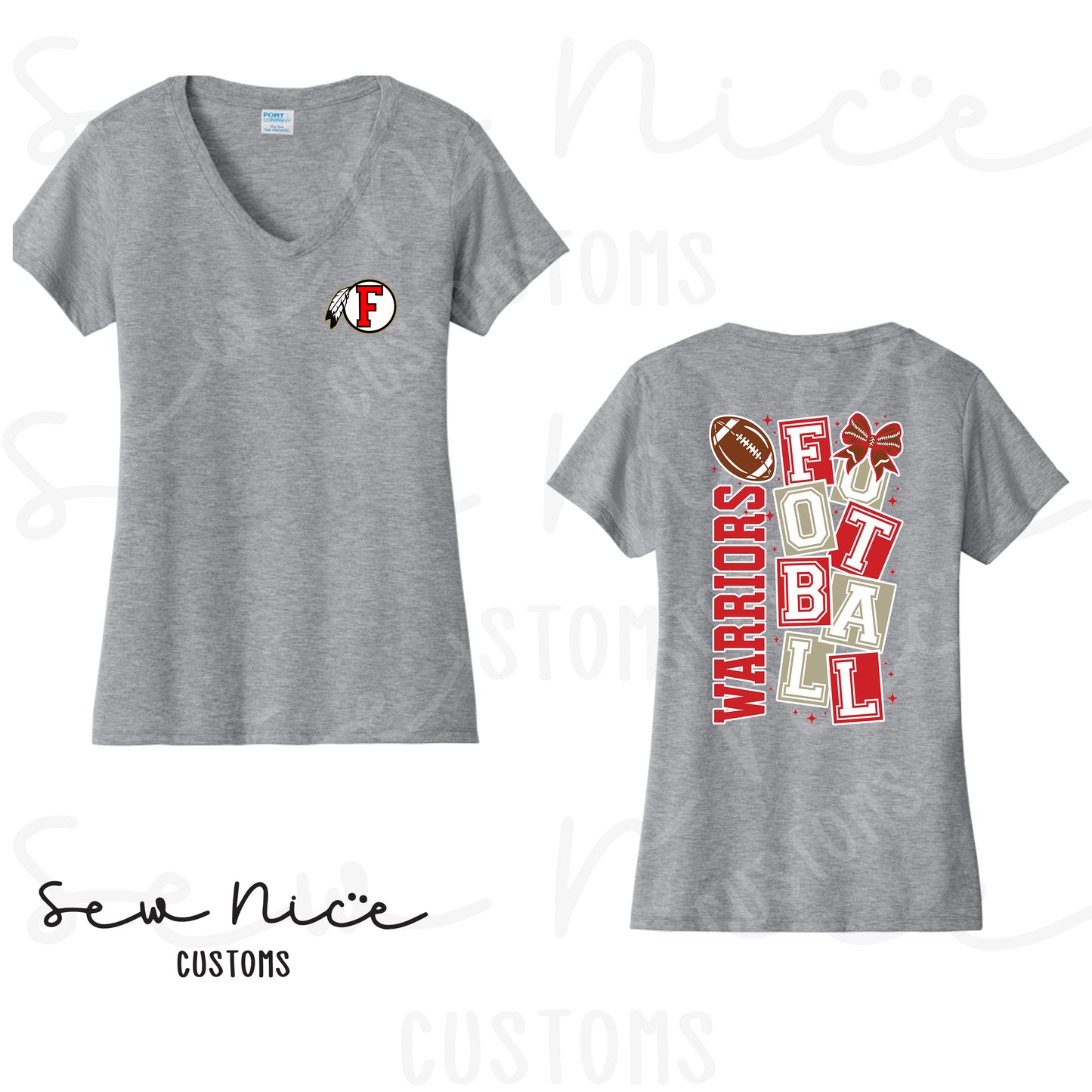 Warriors Fallbrook Block- Ladies V-Neck